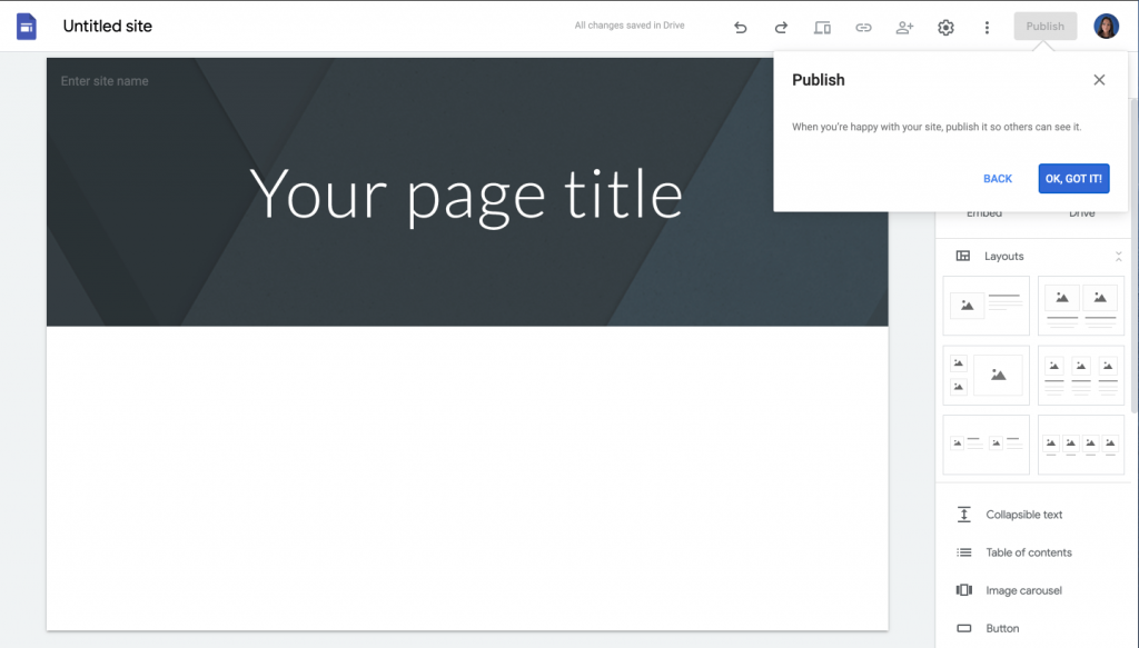 publish your google site