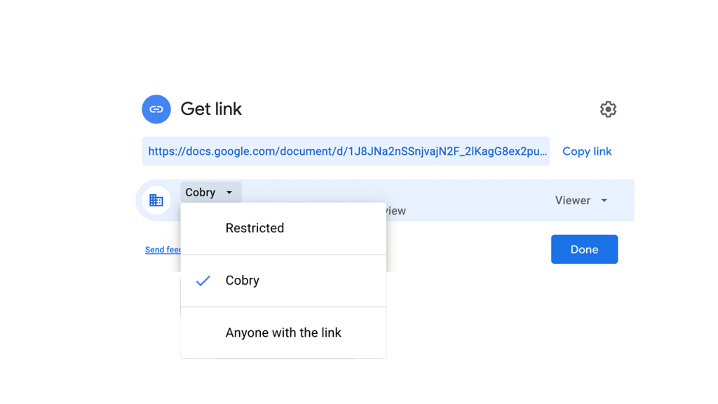 Google Drive link sharing permissions