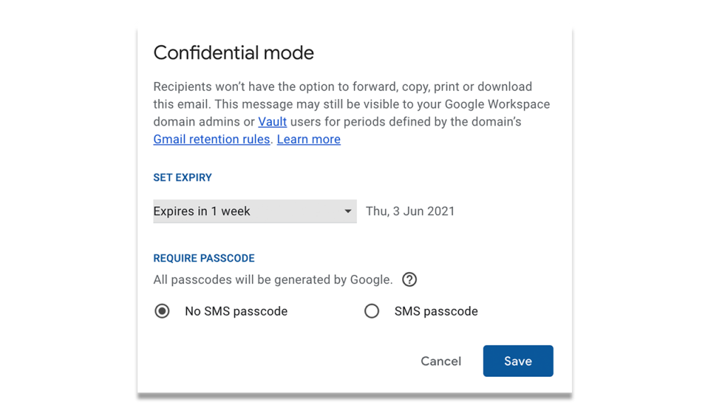 Gmail confidential mode