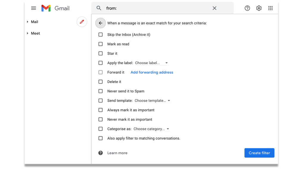 Gmail filters