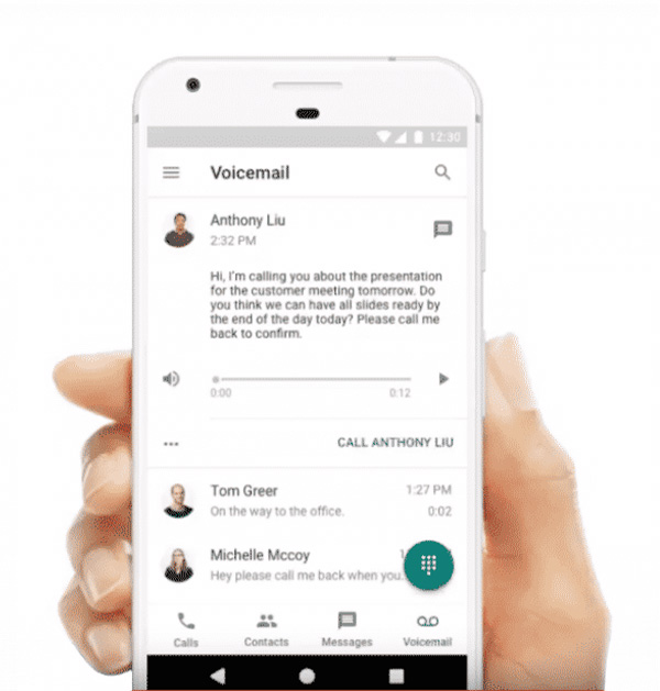 Screenshot of the Google Voice interface.