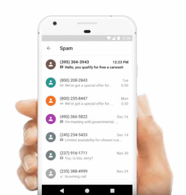 Screenshot of the Google Voice interface.