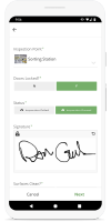 Screenshot of a phone with an entered signature.